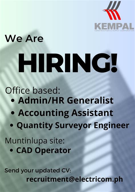 office assistant hiring in muntinlupa